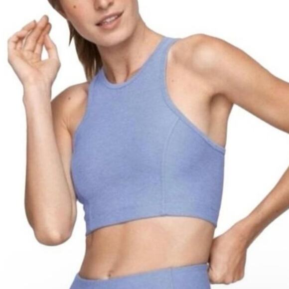 Outdoor Voice Light Blue Heathered High Neck Cropped Tank XS - Picture 1 of 8